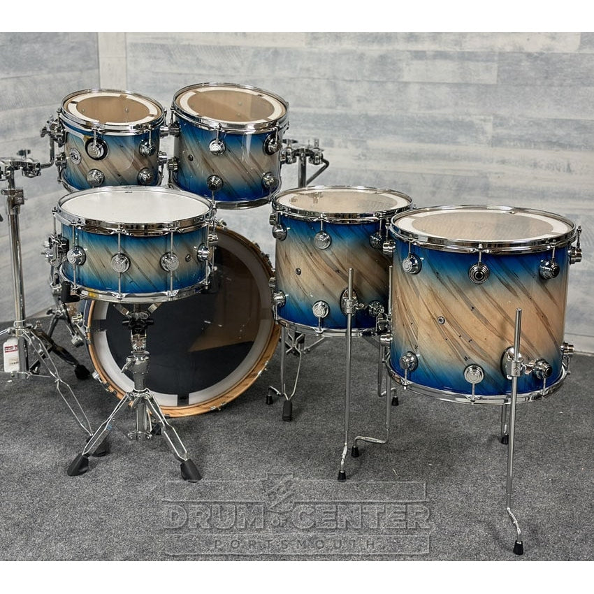 DW Collectors VLT 333 Maple 6pc Drum Set Carl Allen Blue Burst over Twisted Mineral Maple - Drum Center Of Portsmouth